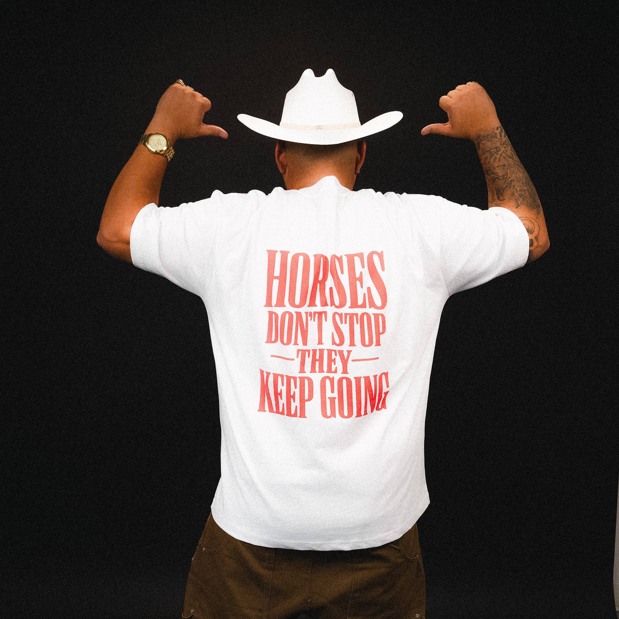 HORSES DON'T STOP WHITE TEE